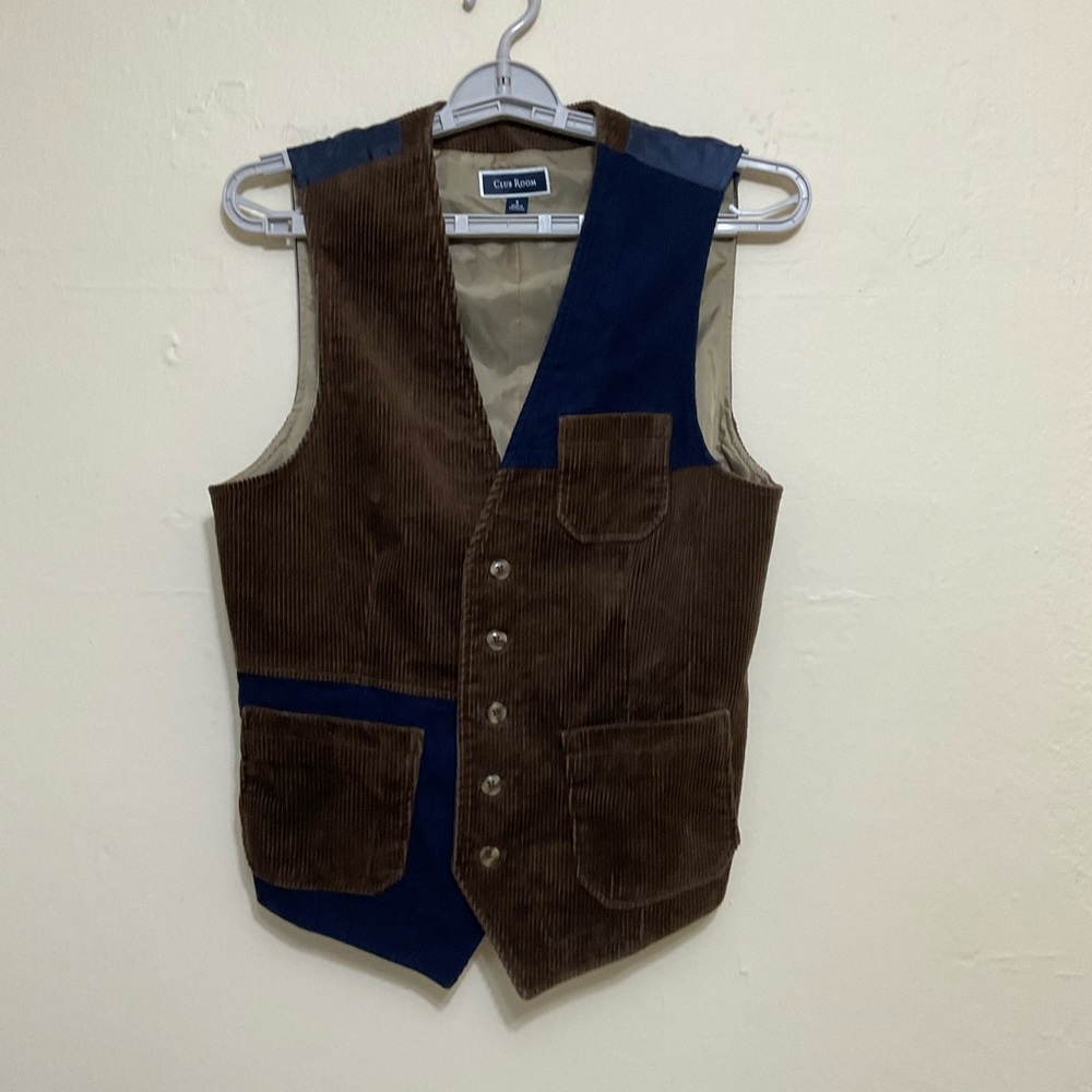 Club Room‎ Brown and Blue Corduroy Vest